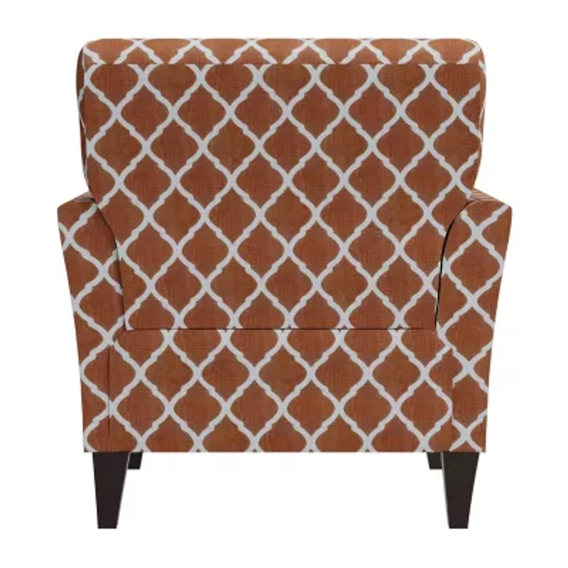 Alex Transitional Flared Arm Accent Chair Trellis Fabric