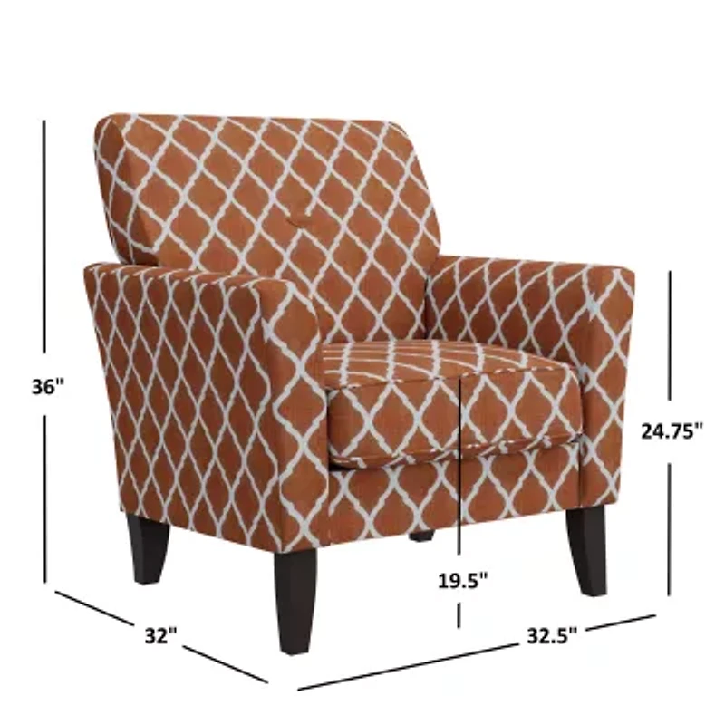 Alex Transitional Flared Arm Accent Chair Trellis Fabric
