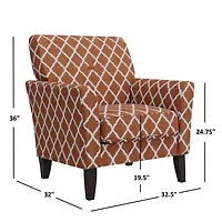 Alex Transitional Flared Arm Accent Chair Trellis Fabric