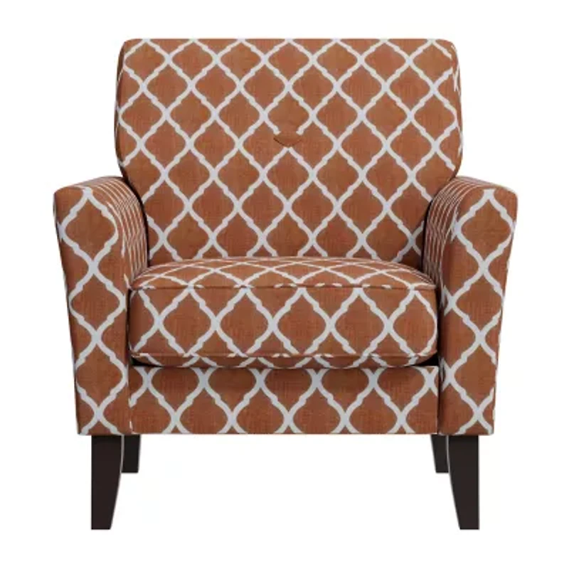 Alex Transitional Flared Arm Accent Chair Trellis Fabric