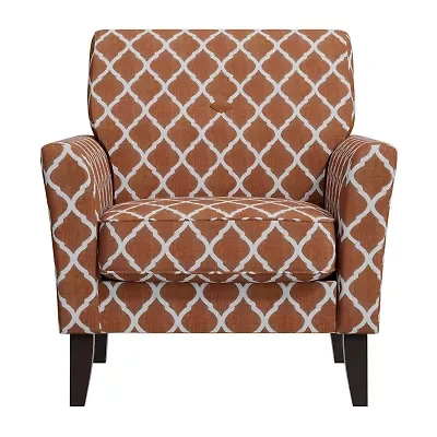 Alex Transitional Flared Arm Accent Chair Trellis Fabric