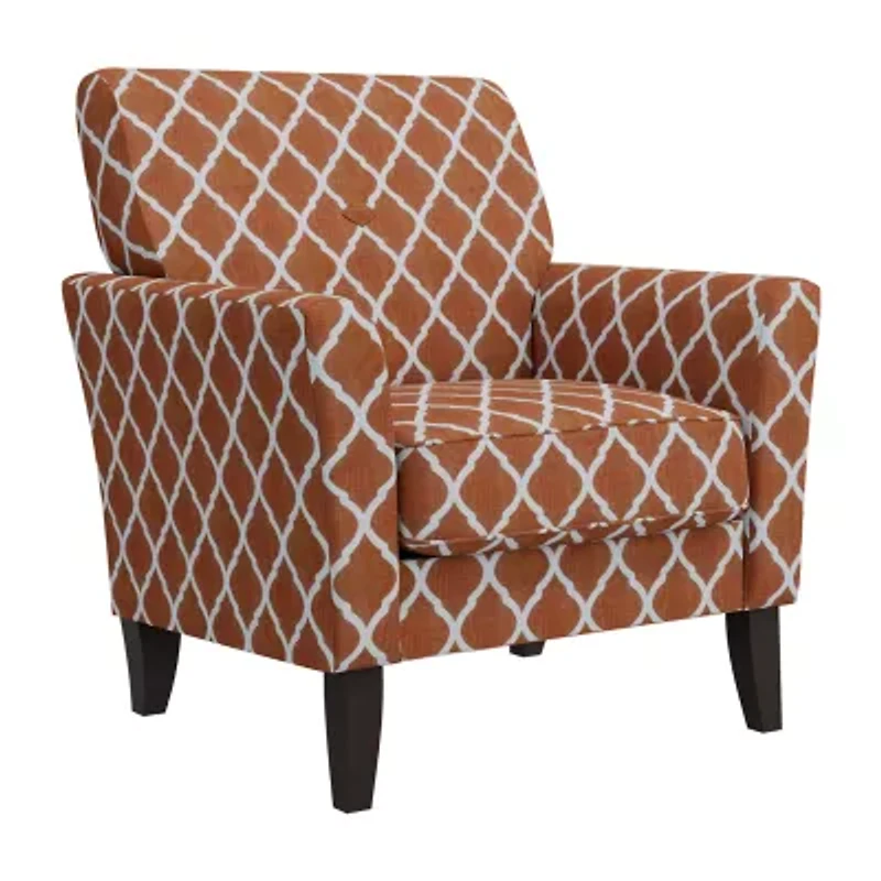 Alex Transitional Flared Arm Accent Chair Trellis Fabric