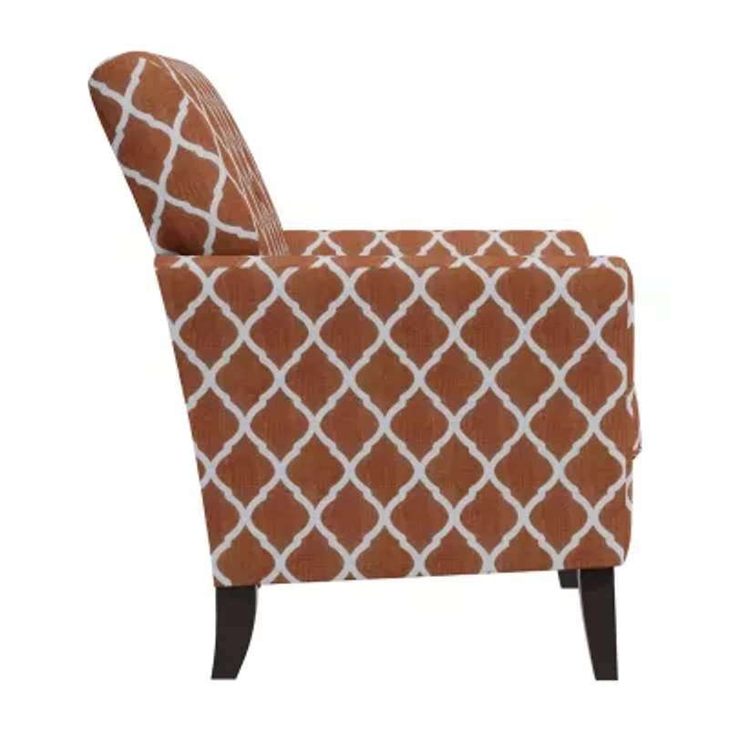 Alex Transitional Flared Arm Accent Chair Trellis Fabric