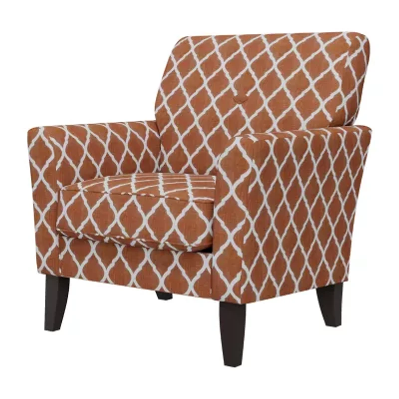 Alex Transitional Flared Arm Accent Chair Trellis Fabric