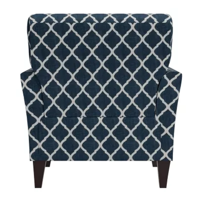 Alex Transitional Flared Arm Accent Chair Trellis Fabric