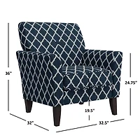 Alex Transitional Flared Arm Accent Chair Trellis Fabric