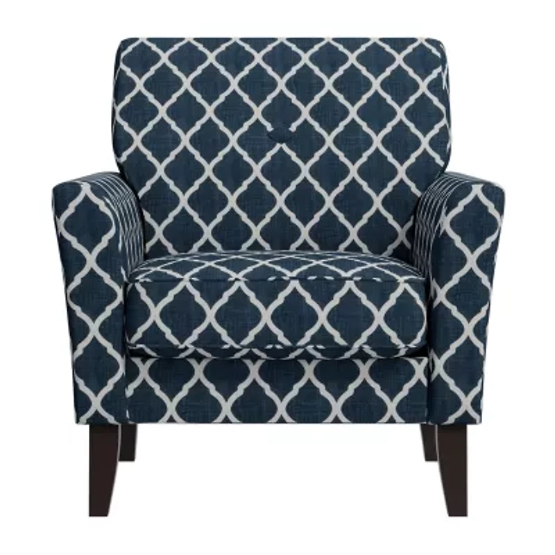 Alex Transitional Flared Arm Accent Chair Trellis Fabric