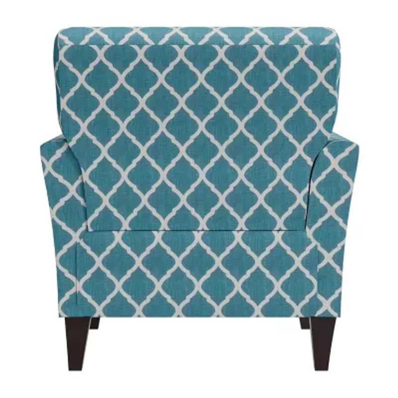 Alex Transitional Flared Arm Accent Chair Trellis Fabric
