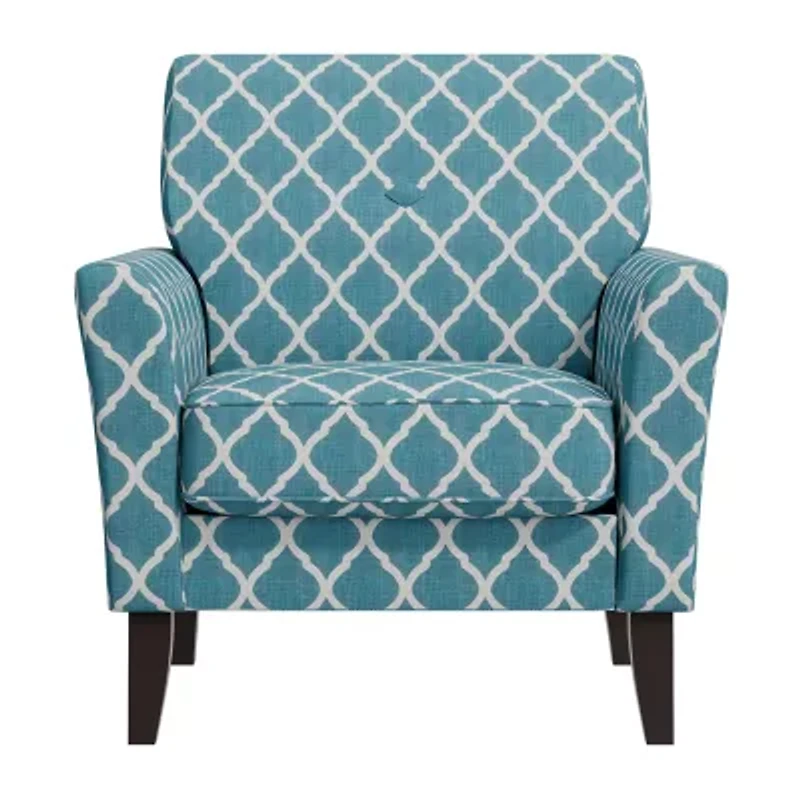 Alex Transitional Flared Arm Accent Chair Trellis Fabric