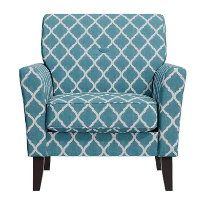 Alex Transitional Flared Arm Accent Chair Trellis Fabric