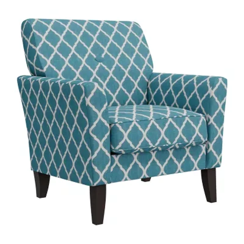 Alex Transitional Flared Arm Accent Chair Trellis Fabric