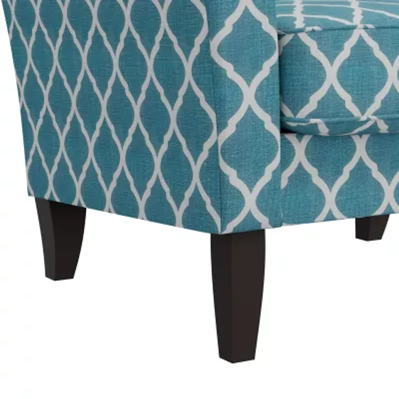 Alex Transitional Flared Arm Accent Chair Trellis Fabric