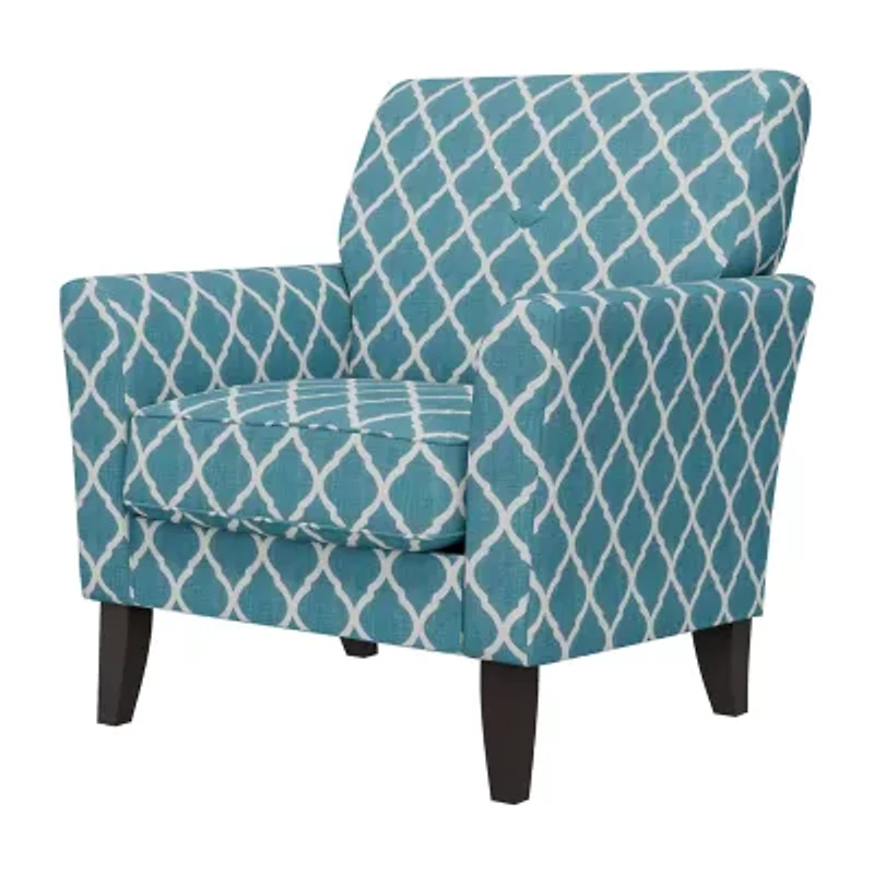 Alex Transitional Flared Arm Accent Chair Trellis Fabric