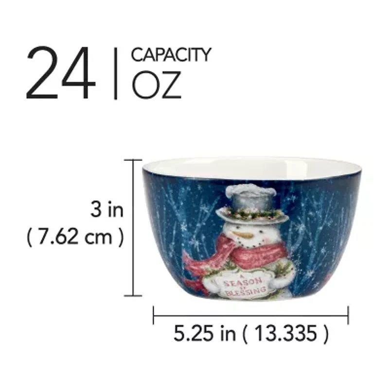 Certified International Snowman Greetings 4-pc. Earthenware Ice Cream Bowl