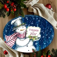 Certified International Snowman Greetings Serving Platter