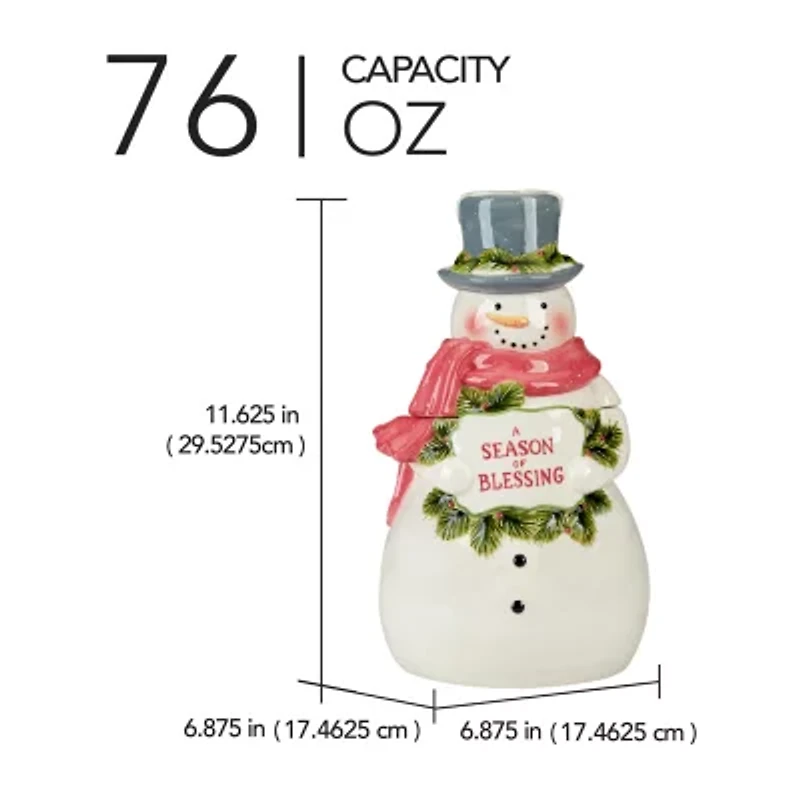 Certified International Snowman Greetings Earthenware Cookie Jar
