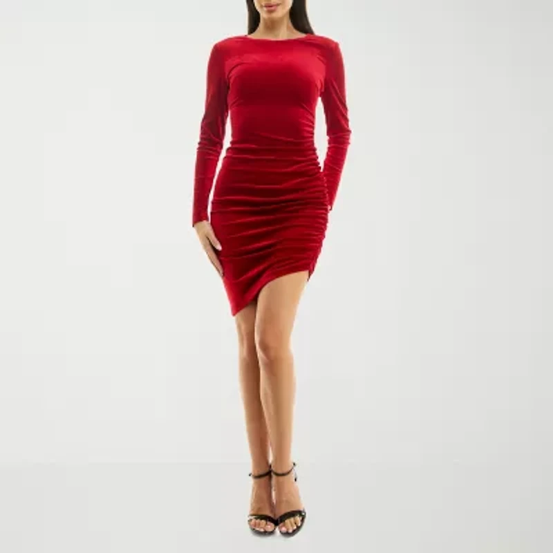 Premier Amour Velvet Womens Long Sleeve Sheath Dress
