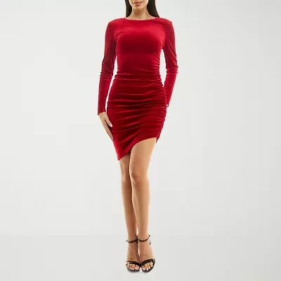 Premier Amour Velvet Womens Long Sleeve Sheath Dress
