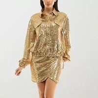 Premier Amour Sequin Womens Lightweight Bomber Jacket