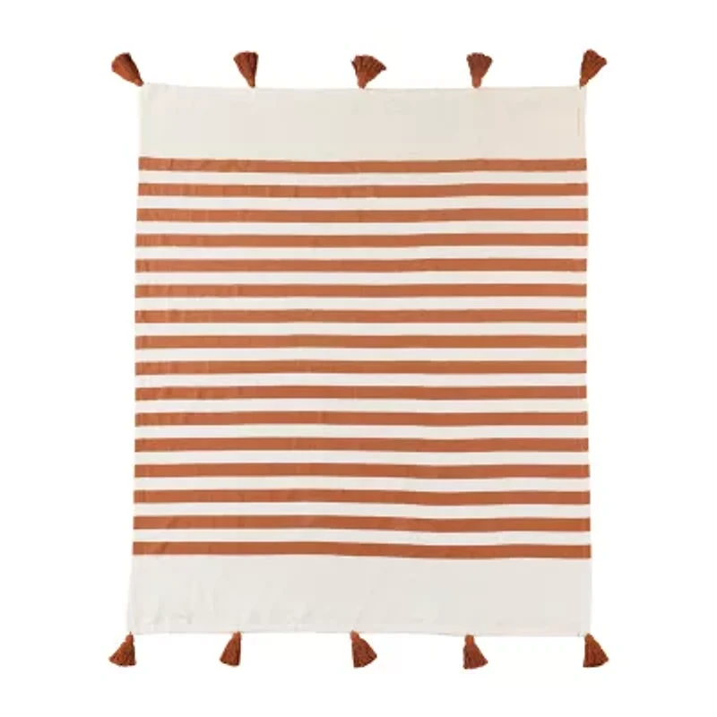 LR Home Hanny Striped Washable Reversible Throw