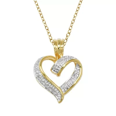 Sparkle Allure Womens White Diamond Accent 18K Gold Over Brass Heart Pendant Necklace