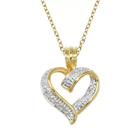 Sparkle Allure Womens White Diamond Accent 18K Gold Over Brass Heart Pendant Necklace