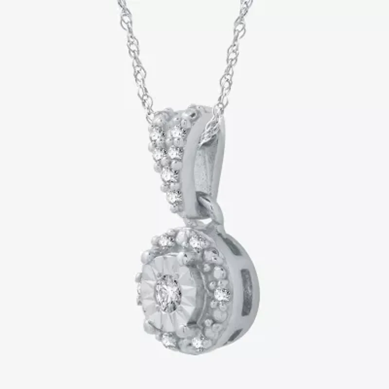 (G / Si2-Si3) Womens Diamond Accent Lab Grown White Diamond Sterling Silver Round 18 Inch Pendant Necklace