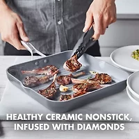 Paris Pro Ceramic Nonstick 11" Square Grillpan with spouts