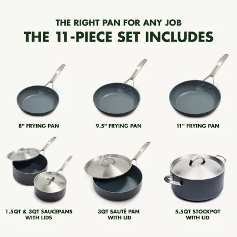 GreenPan Paris Pro Healthy Hard Anodized Ceramic Non-Stick 11-pc. Cookware Set