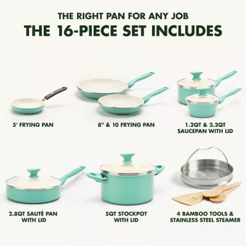 GreenPan Rio Healthy Ceramic Non-Stick 16-pc. Cookware Set