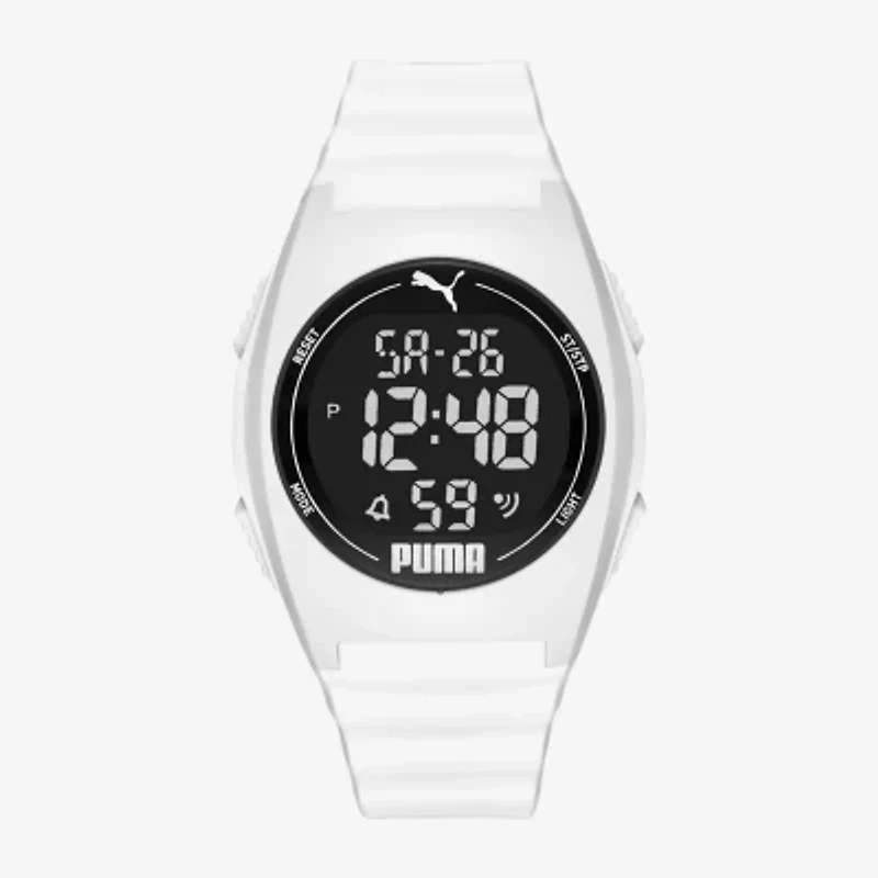 PUMA Mens Digital White Strap Watch P6012