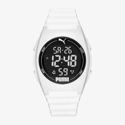 PUMA Mens Digital White Strap Watch P6012