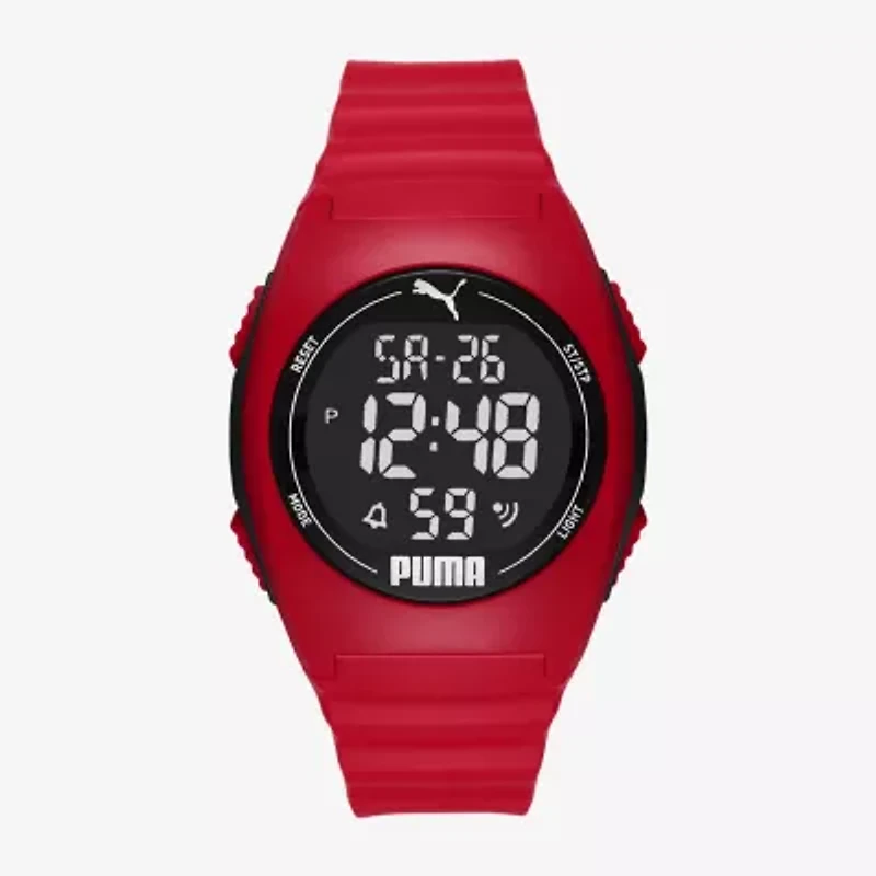 PUMA Mens Digital Red Strap Watch P6014