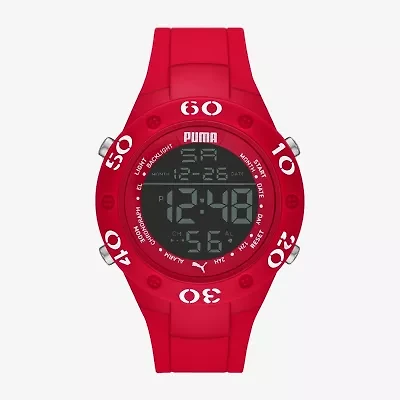 PUMA Mens Digital Red Strap Watch P6037