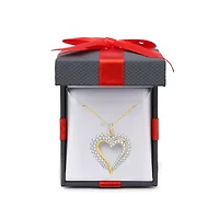 Womens 1 CT. T.W. Natural White Diamond 10K Gold Heart 18 Inch Pendant Necklace