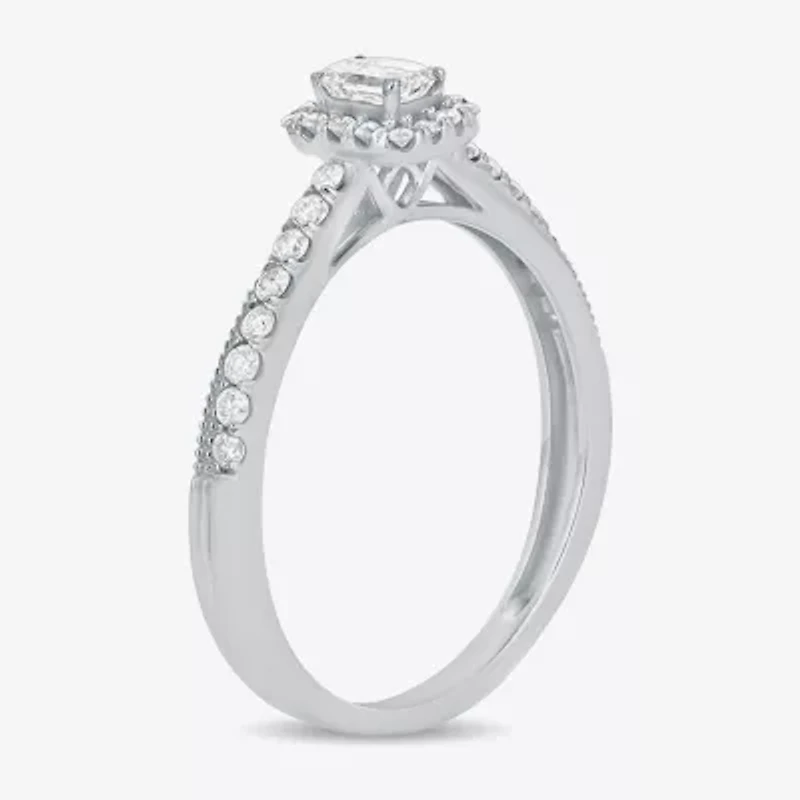 Womens 3/8 CT. T.W. Natural White Diamond 10K Gold Side Stone Crossover Engagement Ring