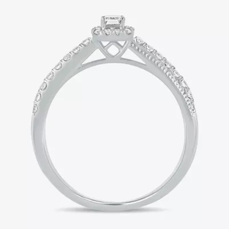 Womens 3/8 CT. T.W. Natural White Diamond 10K Gold Side Stone Crossover Engagement Ring