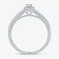 Womens 3/8 CT. T.W. Natural White Diamond 10K Gold Side Stone Crossover Engagement Ring
