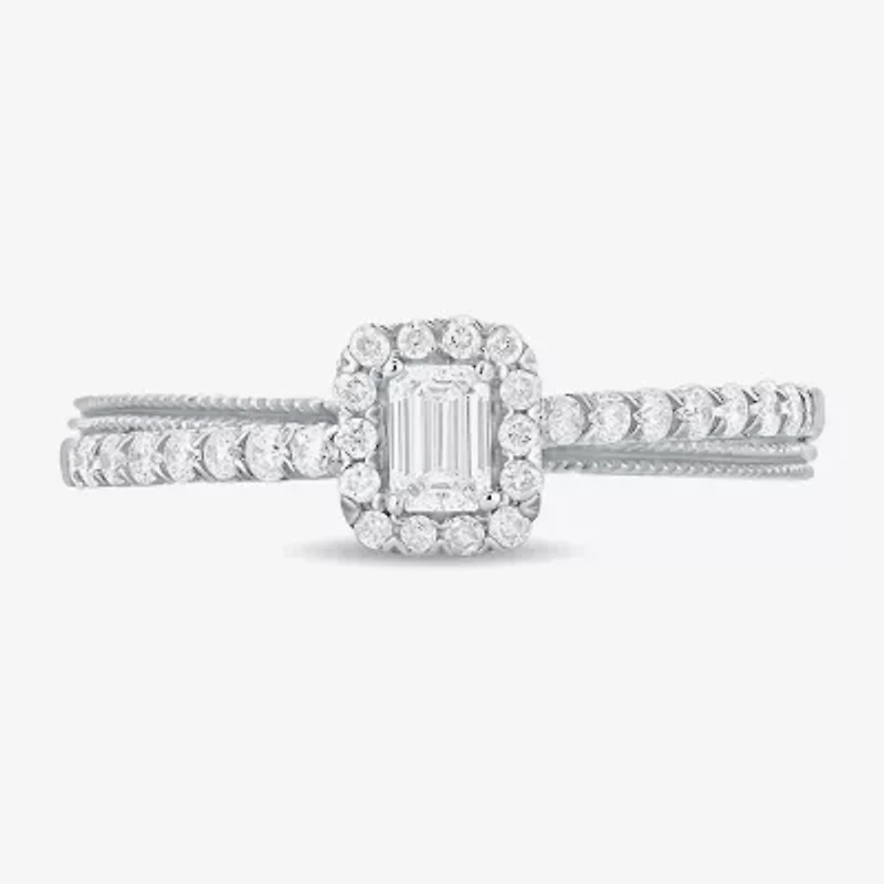 Womens 3/8 CT. T.W. Natural White Diamond 10K Gold Side Stone Crossover Engagement Ring