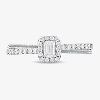 Womens 3/8 CT. T.W. Natural White Diamond 10K Gold Side Stone Crossover Engagement Ring
