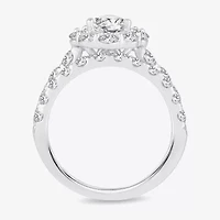 H-I / Si1-Si2) Womens CT. T.W. Lab Grown White Diamond 10K Gold Pear Side Stone Halo Bridal Set