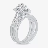 H-I / Si1-Si2) Womens / CT. T.W. Lab Grown White Diamond 10K Gold Pear Side Stone Halo Bridal Set