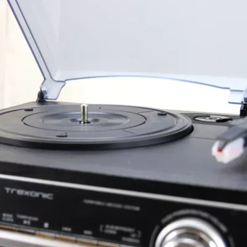 Trexonic 3-Speed Turntable With CD Player, Double Cassette Player, Bluetooth, FM Radio & USB/SD Recording