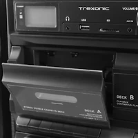 Trexonic 3-Speed Turntable With CD Player, Dual Cassette Player, Bluetooth, FM Radio & USB/SD Recording and Wired Shelf Speakers