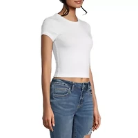 Arizona Womens Round Neck Short Sleeve Juniors Crop Top