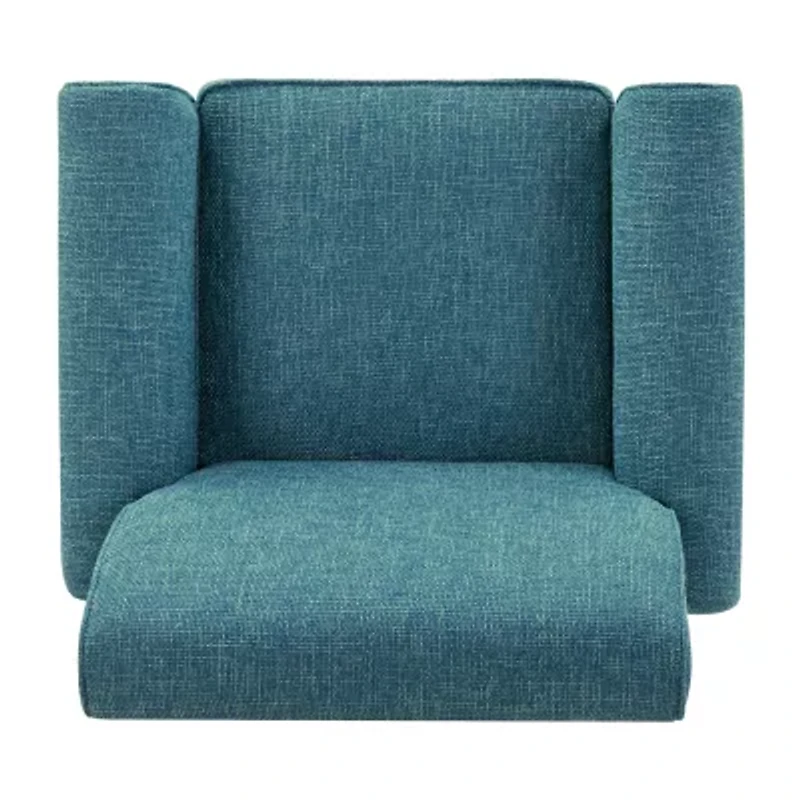 Jean Traditional Rolled Arm Accent Chair with Pewter Nailheads Tweed