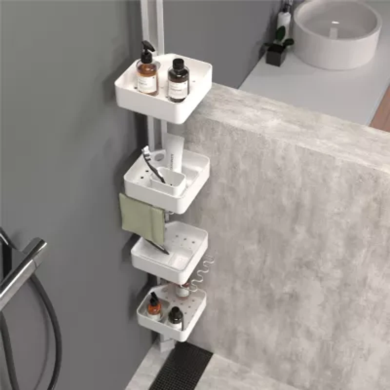Sharper Image SpaStudio Hook Modular Shower Caddy Adjustable 4 Tier Design with Customizable Fit and Storage
