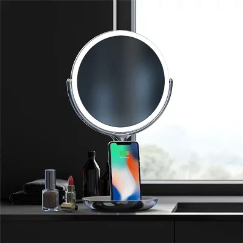 Sharper Image SpaStudio Vanity 8-Inch Mirror With Qi Wireless Charging