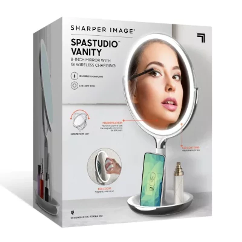 Sharper Image SpaStudio Vanity 8-Inch Mirror With Qi Wireless Charging