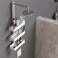 Sharper Image SpaStudio Hook Modular Hanging Shower Caddy Adjustable 3 Tier Design with Customizable Fit and Storage